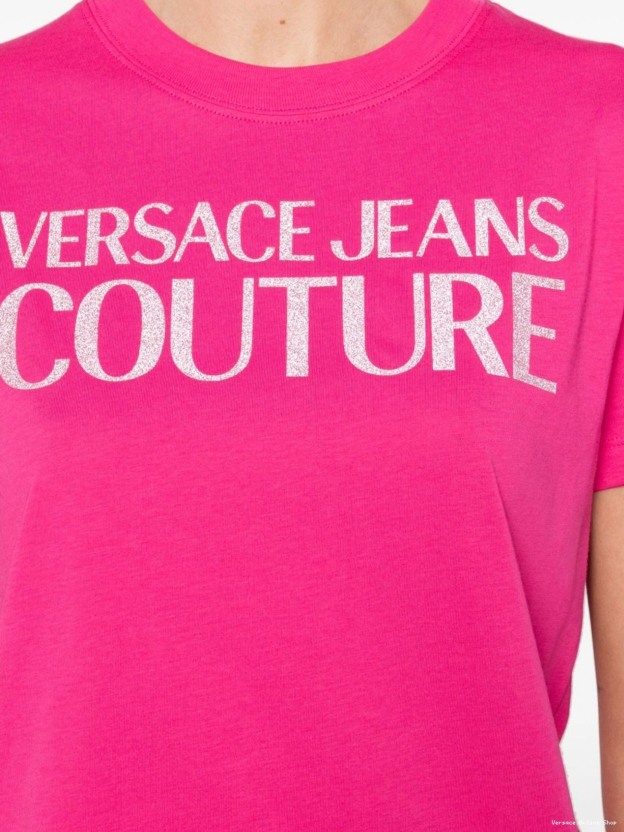 Cheap Jeans Women Versace glittered-logo T-shirt cotton Couture 0419